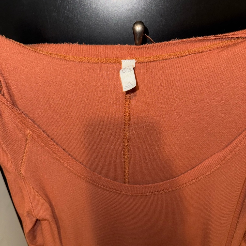 Free People Orange Scoop Neck Tunic Top